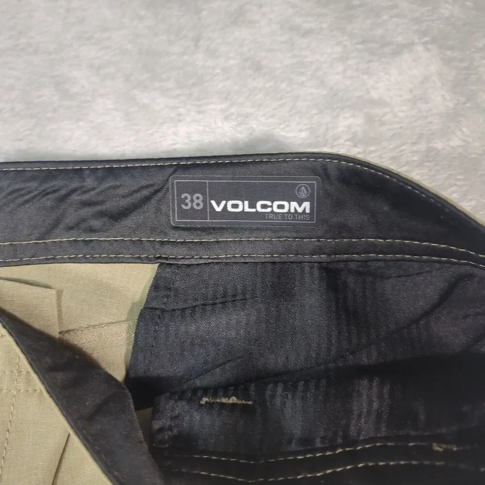 Volcom Mens 38 Hybrid Shorts Chino Boardshorts Stretch Khaki Tan Water Walkshort